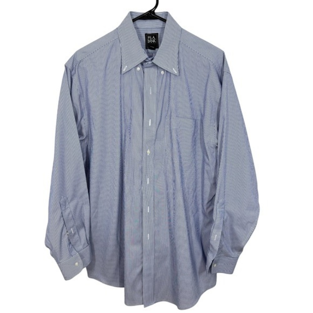 Jos‎ A Bank Traveler Mens Button Down Shirt Blue White Stripe Traditional 16 33